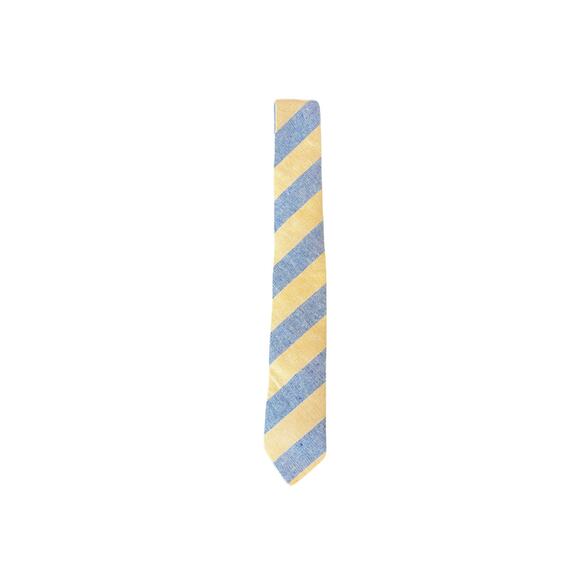 Dazi Men’s Tie Yellow With Blue Strips - Picture 1 of 4